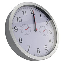 KYTGFH Metal Silent Quartz Wall Clock Quiet Movement Thermometer Hygrometer Black and White