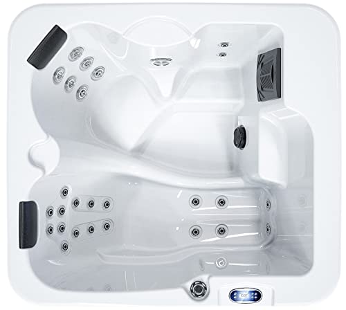 Luxuria Spas Monterey 3-Person 32-Jet Plug and Play Hot Tub with Lounge Homemade White/ Coffee