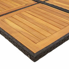 KGCRYUWED 15-Piece Garden Dining Set, Synthetic Rattan Patio Furniture with Acacia Wood Table Top, Weather-Resistant Outdoor Seating for 14, Black and Brown