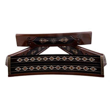 Helena Wood Art Wooden Mosaic Inlaid Oval Rummy Game Set Black
