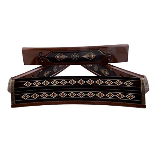 Helena Wood Art Wooden Mosaic Inlaid Oval Rummy Game Set Black