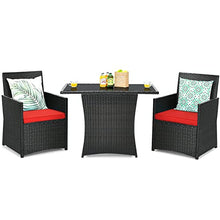 DUYHBAWRS 3PCS Patio Rattan Furniture Set Cushioned Sofa Armrest Garden Deck Red Suitable for, Porch, and Balcony, Etc