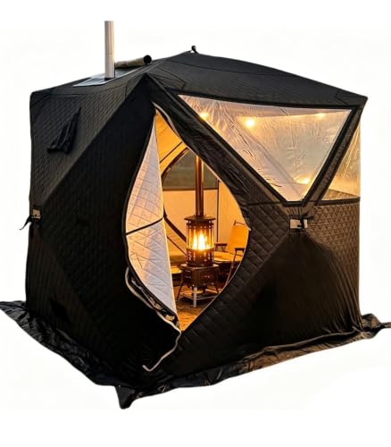 ZHIGUANYUN 4-Person Outdoor Sauna Tent – ​​All-Weather, Insulated, Sturdy, Panoramic View, Easy to Set Up Blackmodel-1.8M