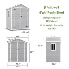 Patiowell 6x4 FT Resin Outdoor Storage Shed with Floor, Light Gray