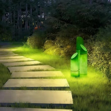 Smilkat Solar Bamboo Lights Outdoor, Waterproof Resin Lamps with Natural Design, Powered Landscape Lighting for Yard and Pathway (Wired,3-Pack Green)