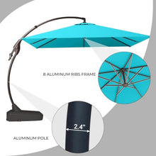 OROTLECT 10'x10' Sunbrella Offset Umbrella With Base Outdoor Square Aluminum Cantilever Umbrella Shade With Easy Tilt Adjustment