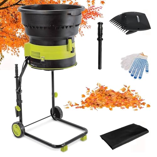HaiZethonic Electric Bladeless Leaf Mulcher & Shredder,15amp 8000rpm Motor for 17∶1 Reduction Ratio,Mulch up to 55 Gallons per Minute,Adjustable Control Dial 60mpowercord