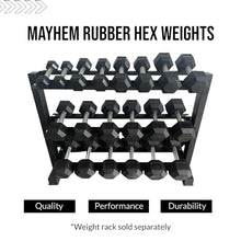Mayhem Strength Rubber Hex Dumbbells 210lb Set Black