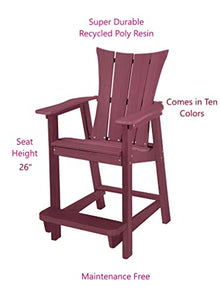 Phat Tommy Adirondack Bar Set - Outdoor Bar Set - Tall Bistro Table and Chairs, Set of 2 - Poly Furniture, High Top Seating for Decks and Balconies - HDPE Outdoor Furniture, Dark Red