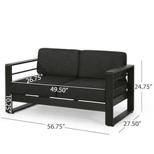 roomfitters Modern Outdoor Loveseat for 2 with Aluminium Frame, Comfortable Cushions and Durable Frame for Patio and Garden Seating, Dark Grey