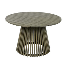 GDFStudio 47.25" Outdoor Round Dining Table,Weather-Resistant Acacia Wood Patio Center Table for Backyard, Lawn, Garden, Balcony, Courtyard, Easy Assembly Rustic Slatted Base Tables, 29.75" H Gray