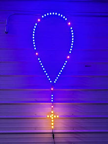 Traditional Shaped LED Lighted Outdoor Rosary - Gold Cross