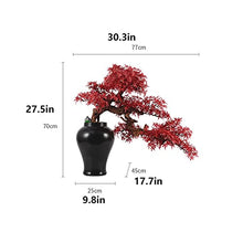 Artificial Bonsai Artificial Bonsai Tree New Chinese Style Red Simulation Maple Bonsai Tree Home Living Room Office Desktop Simulation Bonsai Plant Ceramic Vase for Home Office
