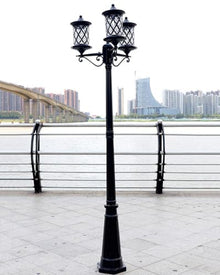 CUTPOIY 3-Lights European Post Lamp Outdoor High Pole Lighting Rainproof Street Light for Garden Yard Patio Path (Black-96.46″)