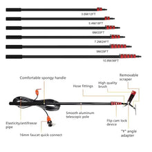 Ostreemaner Hydraulic Window Cleaning Kit, 2-in-1 Solar Panel Cleaning Brush with Rubber Scraper, Adjustable Telescopic Pole for Photovoltaic and Solar Panel Glass Window Roof Cleaning,7.2M