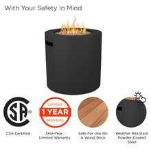 Real Flame Aegean 24" Round Propane Gas Fire Pit Table with Hidden Tank, 50,000 BTU, Powder-Coated Steel, Push-Button Ignition, Lava Rock, Storage Cover, Stainless Steel Burner with Lid - Black