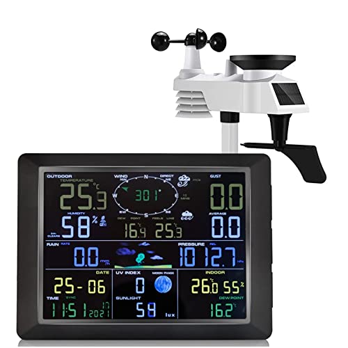 JDXQBLD Professional WiFi Weather Station with Outdoor Sensor, Internet Weather Station Remote Monitoring System, Temperature and UV