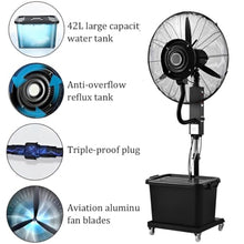 CUTPOIY High Velocity Misting Fan with 3 Speeds & 90° Oscillation, Adjustable Height 63-79", Outdoor Cooling for Patio, Workshop, Greenhouse, 75cm/29.5in