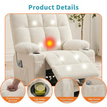 IDEALHOUSE Oversized Rocking Recliner Chair with Heat and Massage, Beige