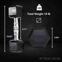 TRUE IRON Rubber Hex Dumbbells Sets - Premium Quality Dumbbell Weights - Solid-Steel Handle - Strength Training Equipment - Multiple Choices Available