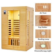 PioneerWorks 2024 Upgrade 2 Person Sauna Low EMF Infrared Therapy Wooden Dry Steam Sauna Wood Color