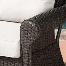 Afuera Living Outdoor Dark Brown Wicker Swivel Rocking Chair Set of 4 with Beige Cushions Brown