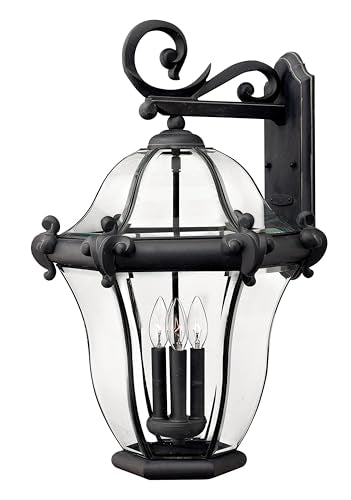 Hinkley San Clemente Traditional Four Light Extra Large Outdoor Wall Mount, Museum Black