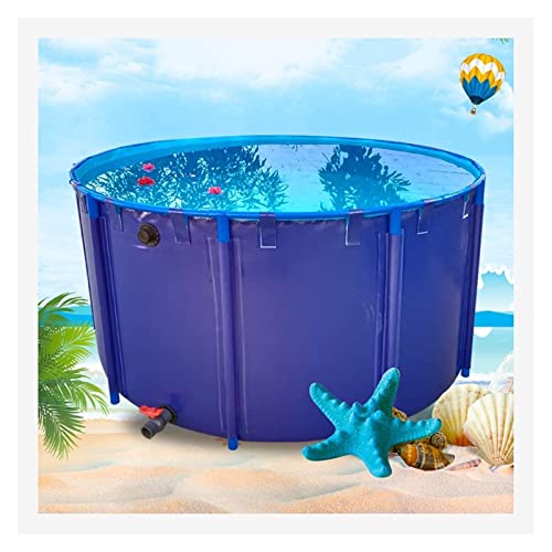 Aquarium Pool Pond with Drain Valve, PVC Canvas Ground Swimming Pools with Stand Portable Water Storage Tank Outdoor Fish Ponds for Aquaculture, Garden Cisterns Fish Pond Canvas