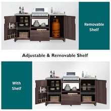 Hassyee Modern Design 66.5" Outdoor Kitchen Island for Big Green Egg Grills, Solid Wood Outdoor Grill Cart with Stainless Steel Top and Drawer (Dark Brown)