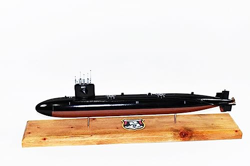 Squadron Nostalgia USS William H. Bates SSN-680 Submarine Model, Mahogany, Navy/Red