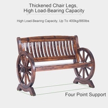 WXXSHGDW Outdoor Bench Wooden Wheel Bench, 2-3 Person Garden Benche Wagon Solid Wood Seat, Patio Bench Weather Resistance for Yard Lawn Entryway Deck (Size : 118cm/46in)