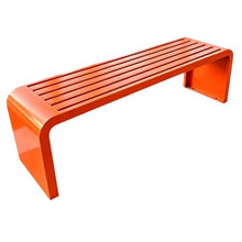 Vttui Outdoor Bench, U-Shaped Backless Slatted Metal 180cm Orange