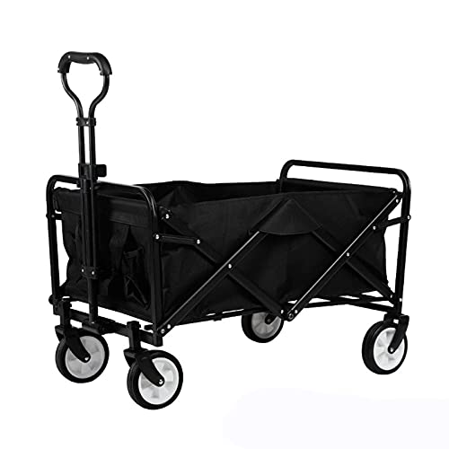 Camping Wagon Outdoor Utility Wagon Garden Trolley Carts Folding Garden Beach Shopping Camping Cart Easy Set Up (Black One Szie)