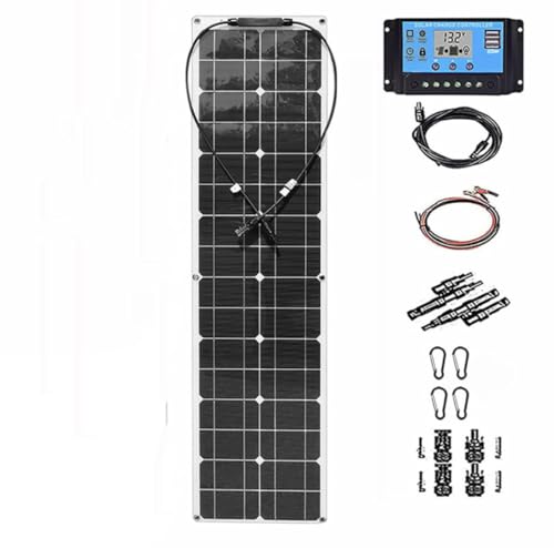 MDYHY 50/100w Solar Battery Charger(40a/60a Controller), 2-in-1 Cable Solar Panel Kit, High Efficiency Solar Panel Kit, for Garage, Rv, Roof, Yacht, Boat,C