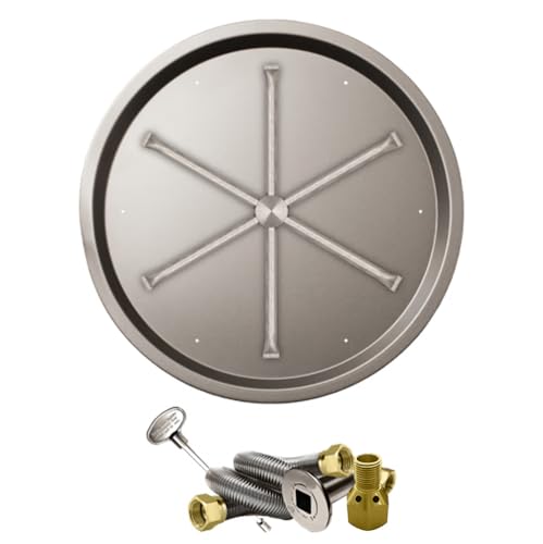Firegear Match Light Gas Fire Pit Burner Kit (FPB-25RBS22MT-N), Round Bowl Pan, Natural Gas, 25-inch