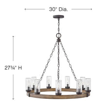 Hinkley Sawyer Medium Nine Light Outdoor Chandelier, Sequoia/Iron Rust