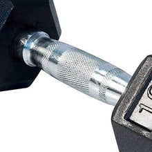 French Fitness Rubber Coated Hex Dumbbell Set 55-75 lbs Black