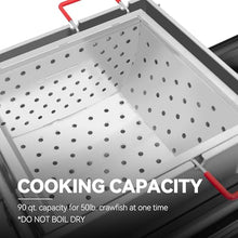Creole Feast 90 Qt Crawfish Boiler Combo 2-Burner Propane Gas Cooker with Stainless Steel Paddle Silver & Black