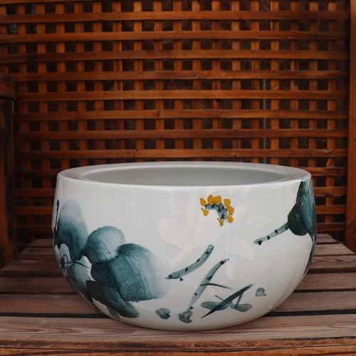 FAFACAI Flower pots Vintage Blue Planter Plant Pot Flower Pot Blue and White Planter for Indoor Water Plants Hand Painted Classical Flower Pot Chinese Culture-A||28 * 20cm