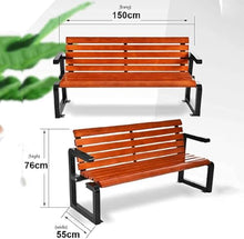 ERoomQ Outdoor GThe Bench,Outdoor GThe Patio Bench for Your Leisure Time,Weatherproof GThe Benches Made of Cast Iron and Solid Wood, 2-4 Seat Bench with Backrest (1.5M)