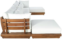 Meridian Furniture 111White-Sec6B Mirella Collection Modern | Contemporary Outdoor Patio U-Shaped 6pc. Modular Sectional with Solid Teak Frame, Water Resistant Fabric, 150" W x 75" D x 27" H, White