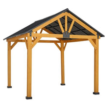 12x10ft Cedar Wood Gazebo with Gable Roof,Outdoor Hardtop Gazebo with Galvanized Steel Roof for Backyard Patio