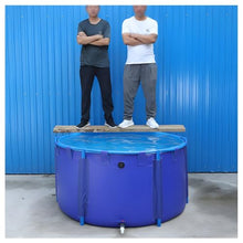 Zfmnoyev Round Canvas Pool Fish Pool, Large Fold Aquarium Children's Pool Fish Tank, Pool Above Ground with Drain Valve and Bracket, Easy to Install, for Backyard Garden Deck Patio(1.2x0.8 m-900 L)