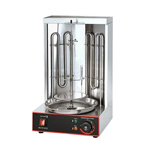 Vertical Grill Doner Grill 3KW Grill Machine Electric Gyro Machine Gyro Grill Doner Machine Chicken Grill BBQ Table Grill Temperature Adjustable 50-300°C 6 RPM Silver