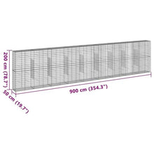 vidaXL Gabion Basket with Cover 354.3"x19.7"x78.7" Galvanized Iron