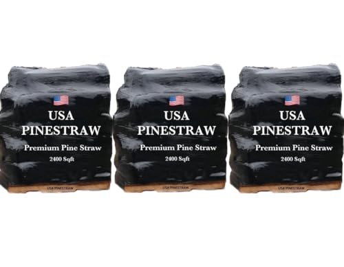 Long Needle Pine Straw Mulch - 2400 Sqft Coverage 3 Set - Premium USA Harvested PineStraw for Landscaping, Weed Control, Moisture Retention & Erosion Control - USA Pinestraw