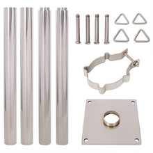 12FT Shade Sail Pole, Heavy Duty 304 Stainless Steel Sun Shade Sail Pole with Base Plate, Adjustable Triangular Ring Clamp System, Shade Sail Support Post Kit for Patio, Garden, Deck, Backyard