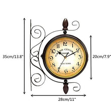 EHVYBDX Clocks Outdoor Waterproof, Classical Double-Sided Rotation Metal Rack Outdoor Clocks for The Garden Wall Mounted Battery Powered
