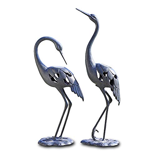 Crane Pair LED Garden Sculpture