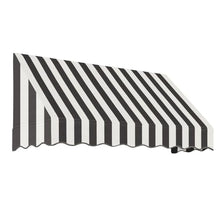Awntech 6' San Francisco (76.5"-16"-30") Closed-Sided Fixed Awning, Black/White Stripe